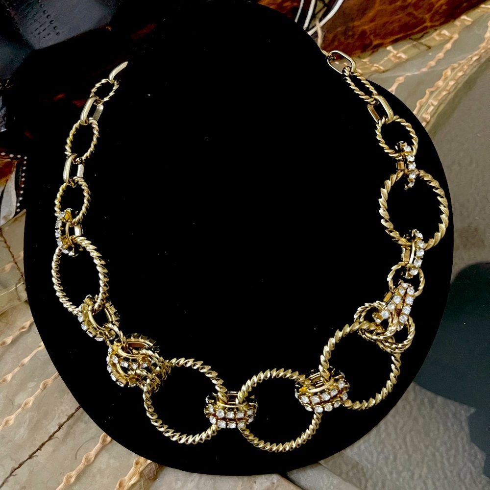 Gold and crystal necklace